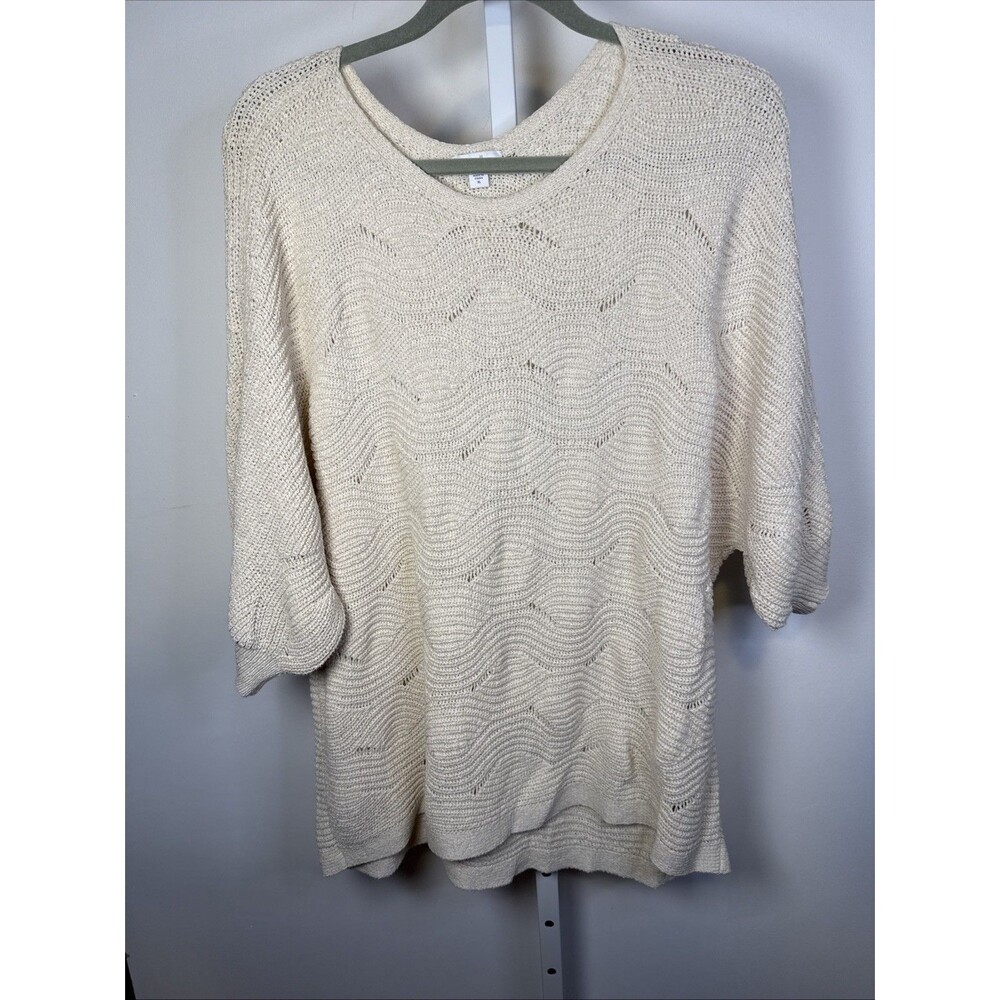 J Jill Size XL Pullover LAGENLOOK Cream Cotton Blend Sweater Oversized - Picture 1 of 7